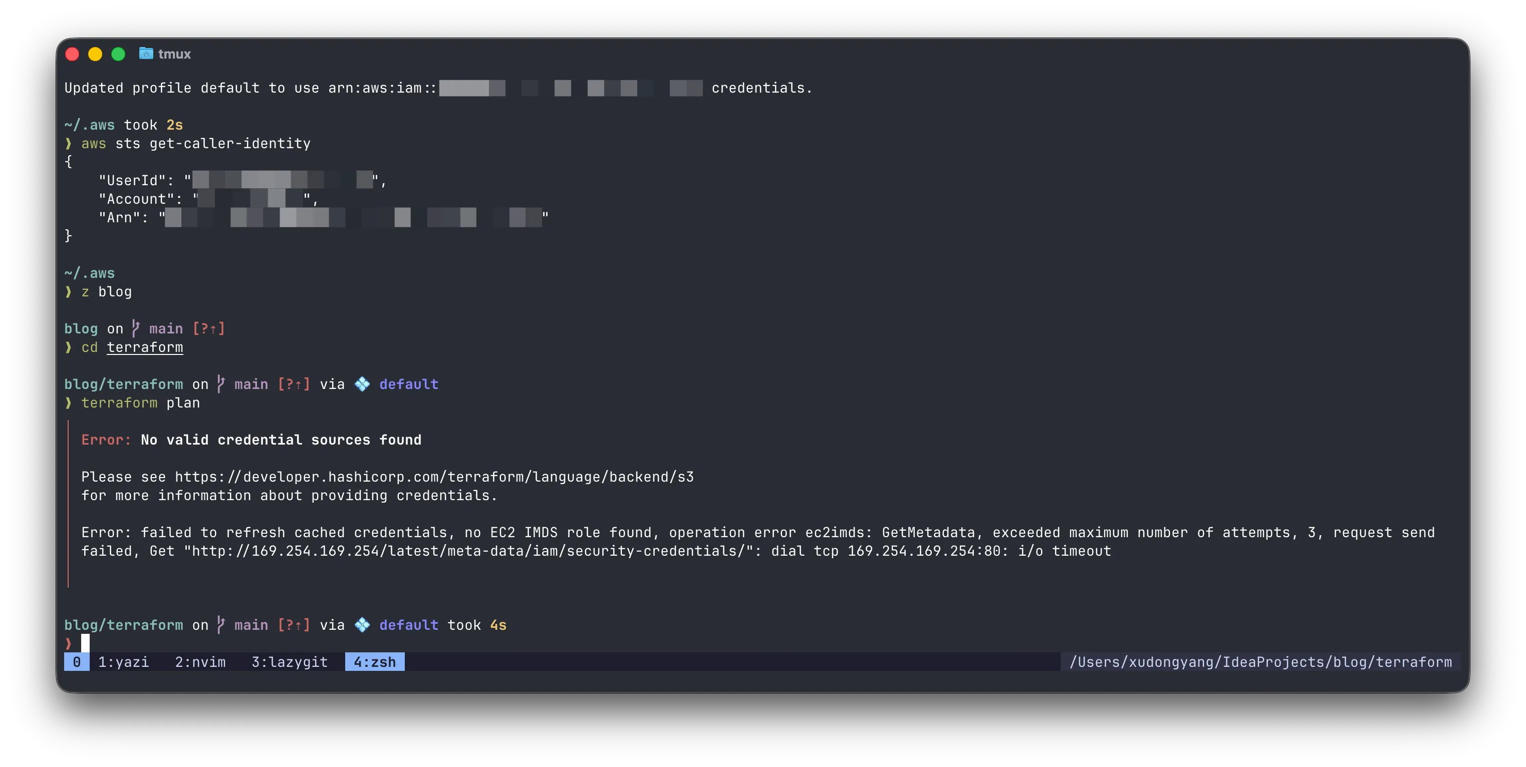 Terraform being incompatible with aws login command