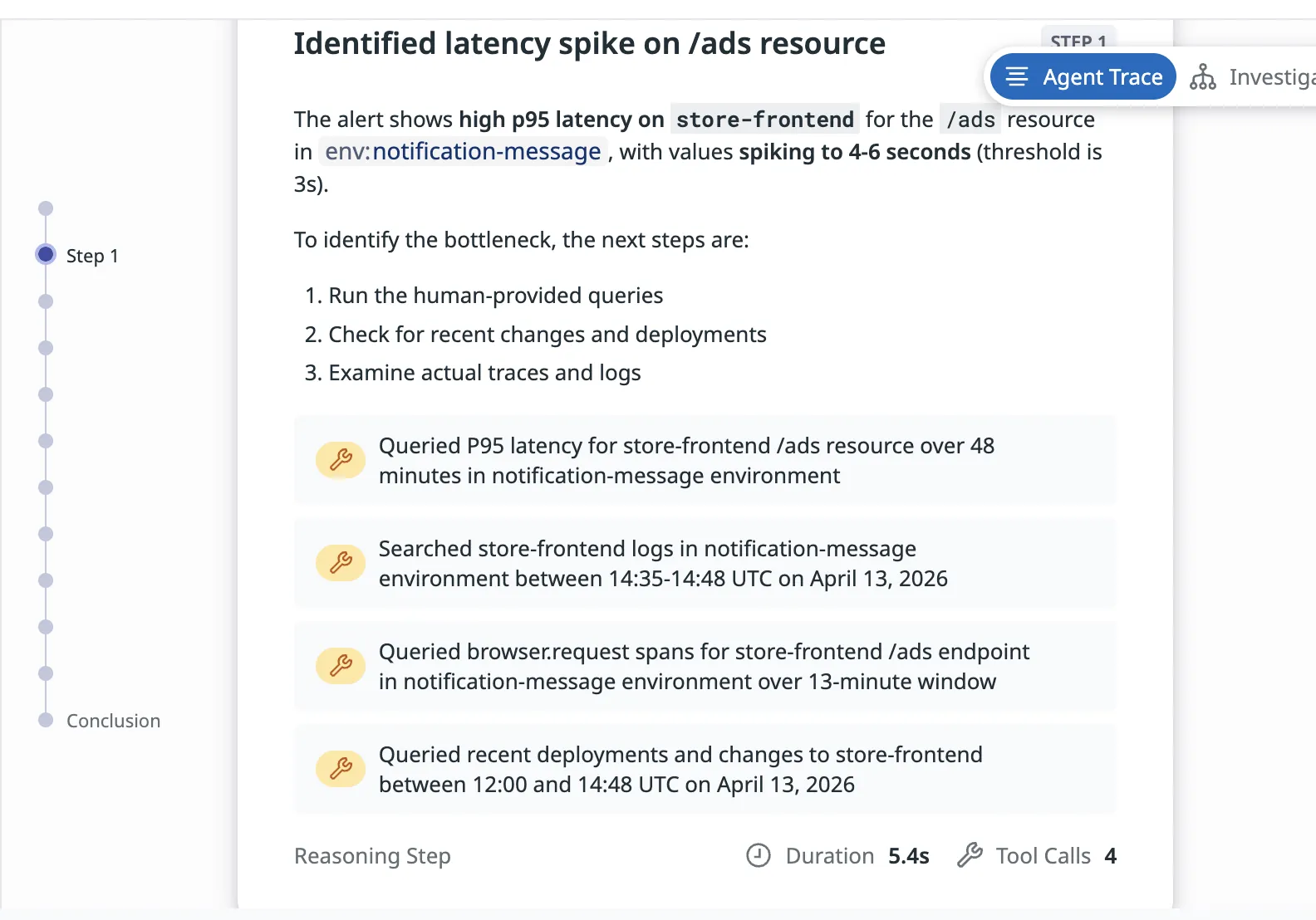 Significant tool calls of step 1