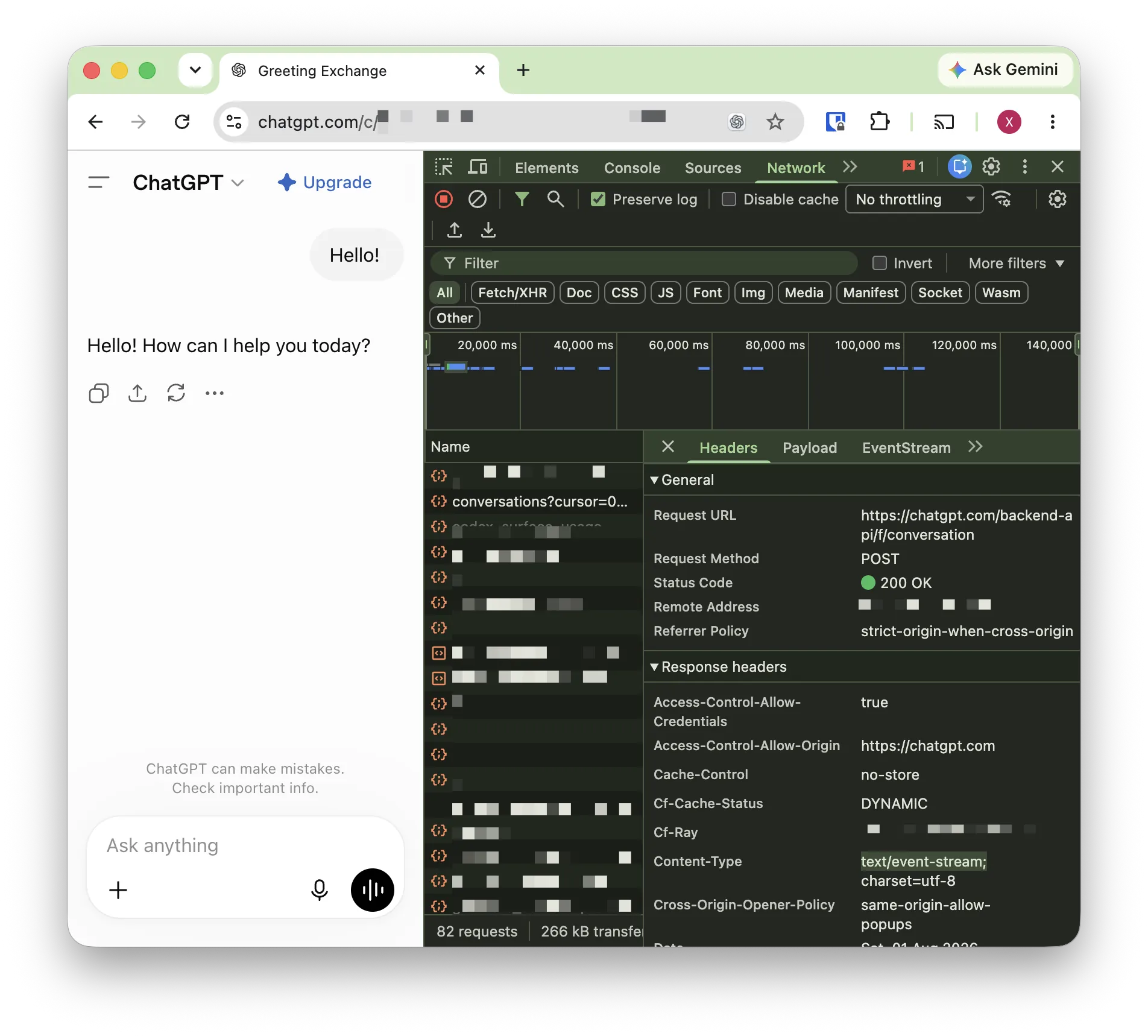 Content-Type of the ChatGPT conversation API