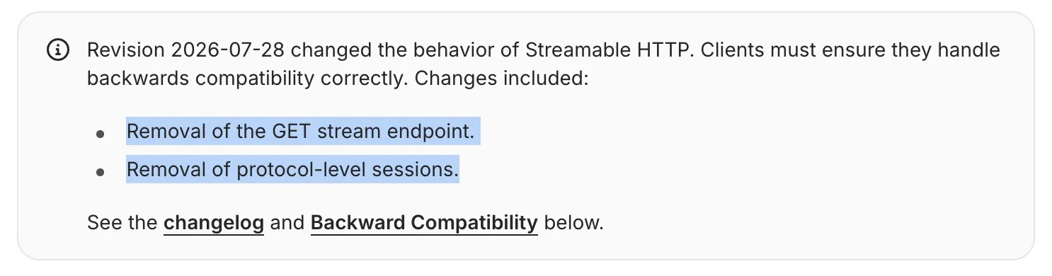 Updates to Streamable HTTP specification