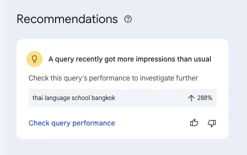 Google Search Console reports increase of impression